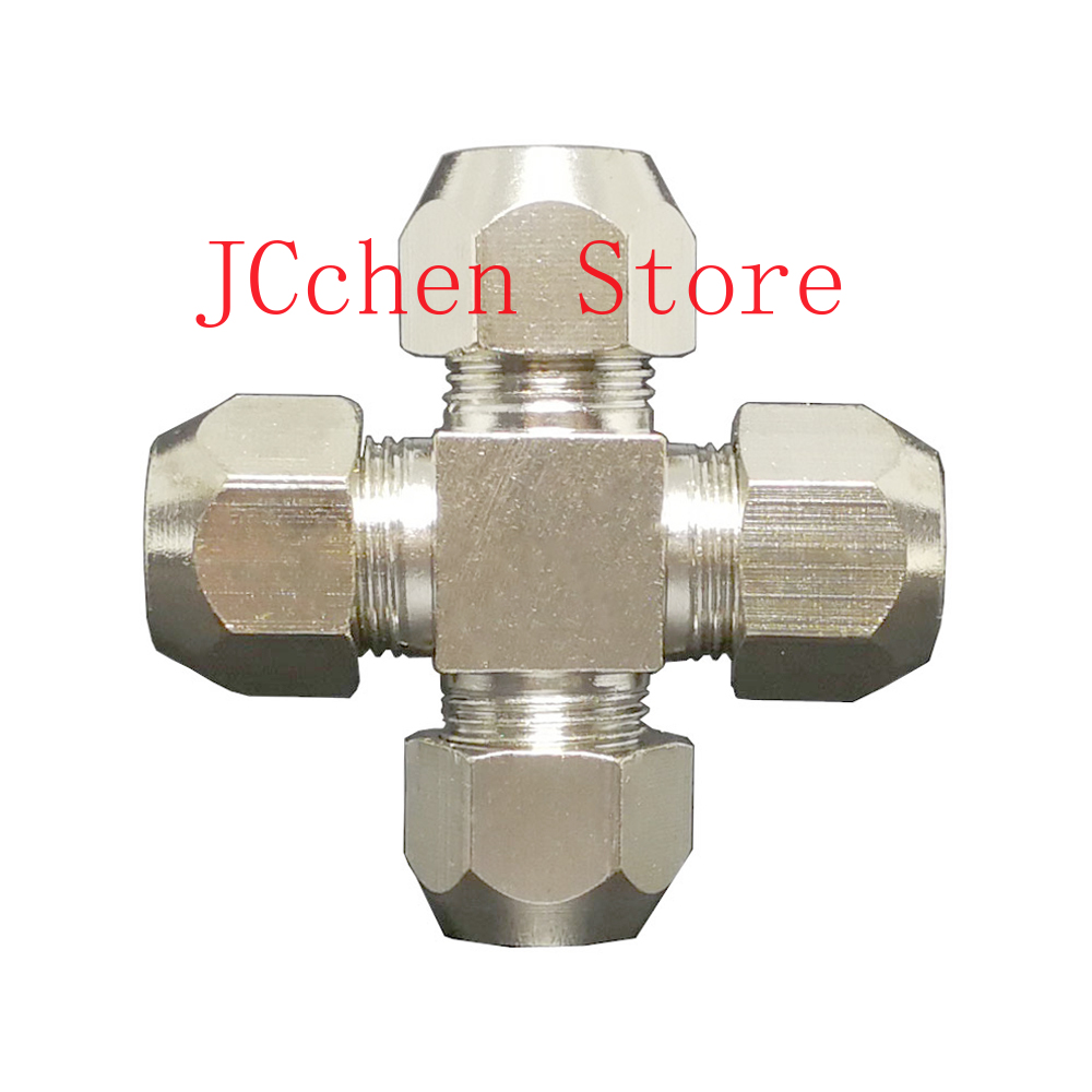 Compression Fitting Brass - Passend für 6/8/10/12 mm Außendurchmesser, Rohrkreuz,