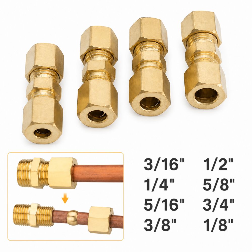 Compression Fitting Brass - Messing-Kompressionsverbinder Gerade Ausführung in Verschiedenen Größen